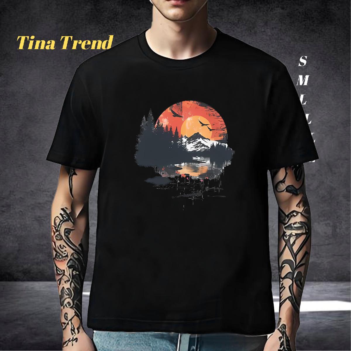 Classic T-Shirts for Men 230g Pure Cotton mountains Beach Oversized Short Sleeve Soft Men Tops Tees Stylist Clothes