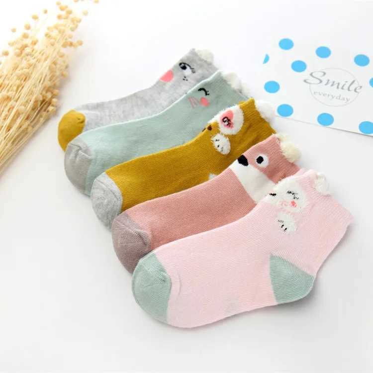 5pairs/lot New Fashion Boys And Girls Socks Ins New Cotton Socks Children Spring Autumn Socks Lovely Cartoon Sock CL240824