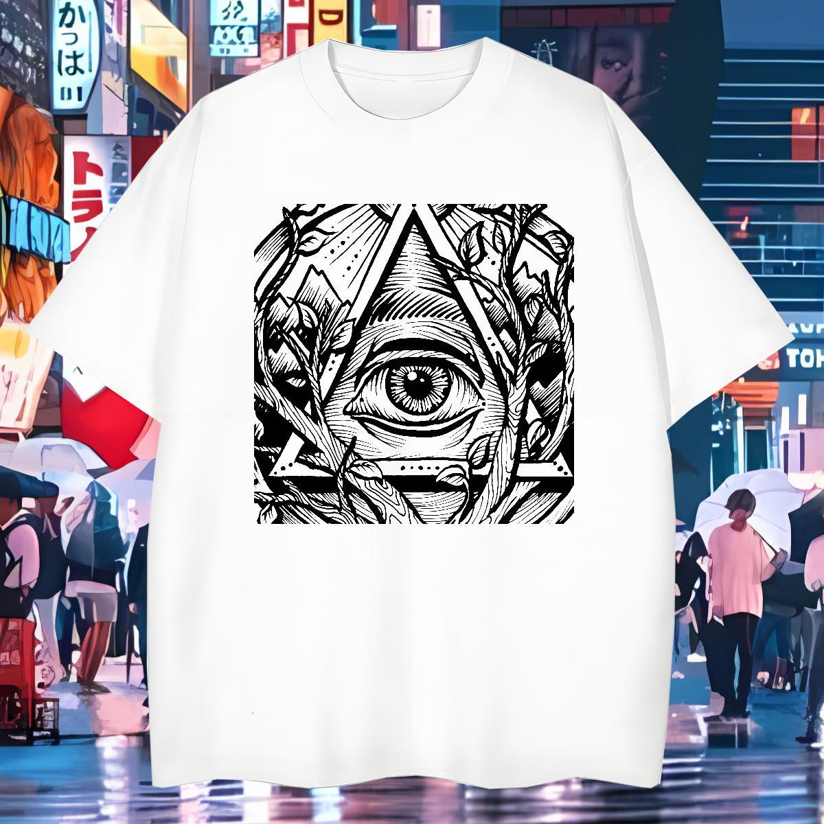 Classic T shirt 100% Cotton 230g eye of the devil Spring Summer Plus Size Custom Breathable Short Sleeve Men Tees DIY Customized Clothings