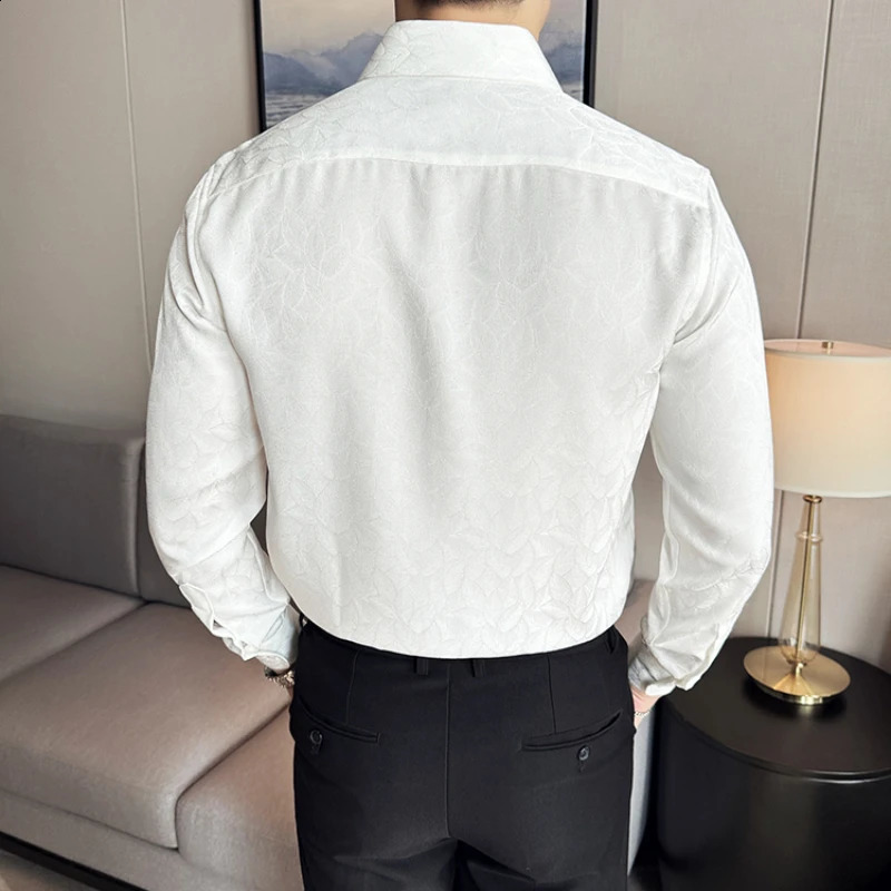 Clothing Mens High Quality Business Shirts Male Slim Fit Lapel Printing Dress Shirt Long Sleeve 4XLM 240824