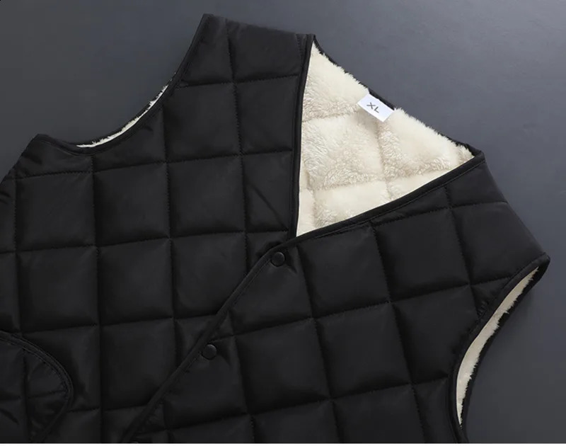 #3617 Autumn Winter Vest Coat Men Warm Black Casual Sleeveless Coat V-Neck Velvet Vest For Men Thick Sleeveless Coat Slim Cotton 240824