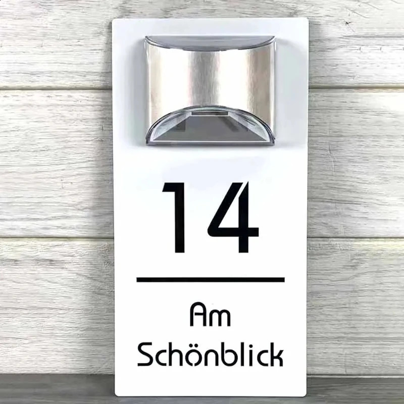 Customized House Sign Solar LED Light Modern Residential Address Sign 3D Laser Cut Address Plaque Outdoor Street Name Door Plate 240823