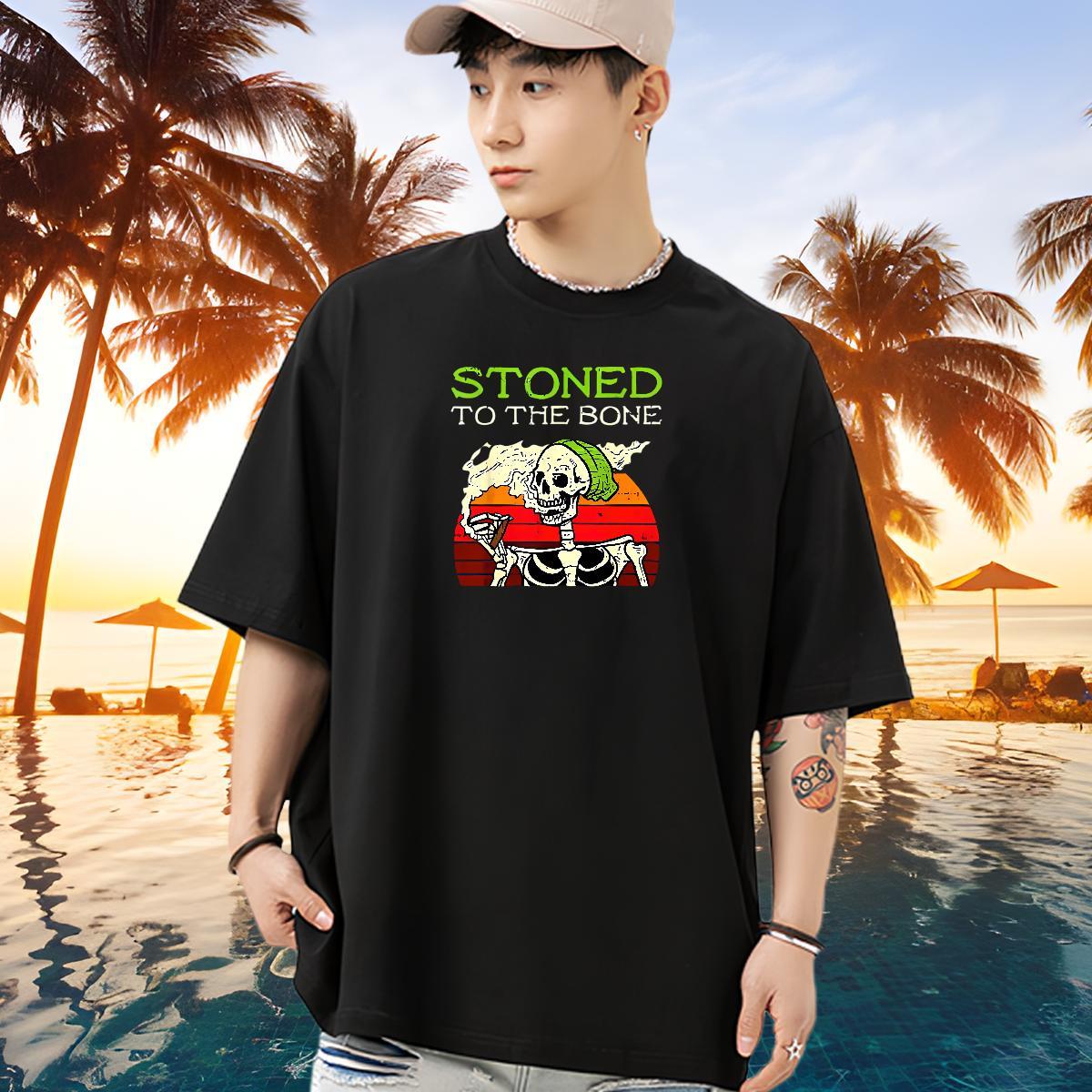 Cool Design Mens T Shirts 100% Cotton 230g skull Spring Summer Custom Cartoon O-Neck Short Sleeve Mens Tshirts Free Shipping Tops