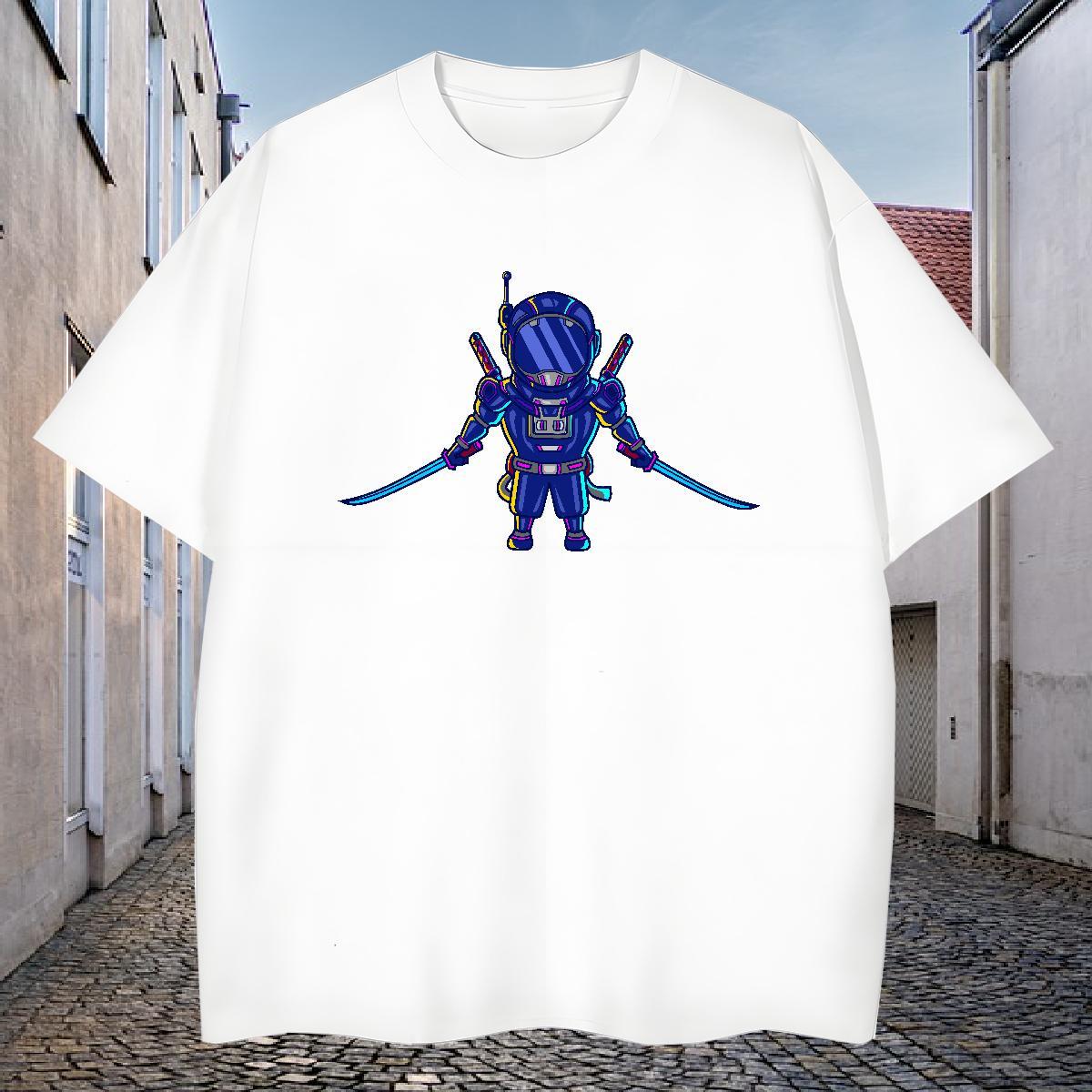 Wholesale Mens T Shirts 100% Cotton 230g robot Casual Beach Custom Print Oversized Breathable Tshirts Fashion Wear