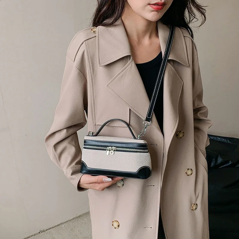 Fashionable solid interior company cross body bag splicing 2024 hot selling womens indoor zipper pocket womens handbag 240824