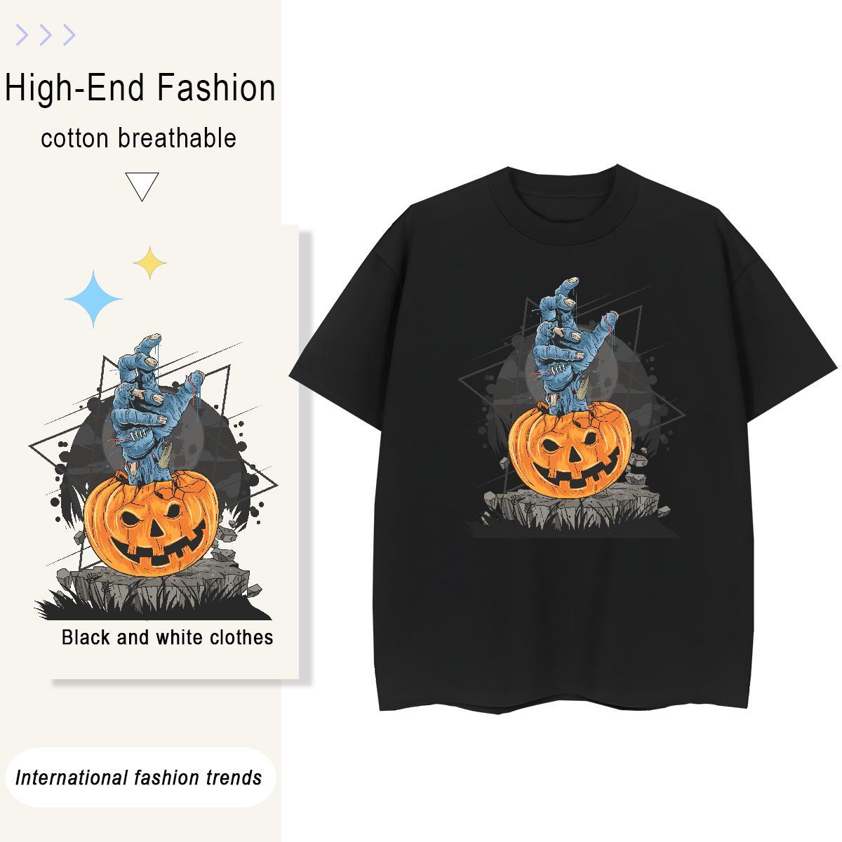 New Arrival Mens Tshirts Halloween Summer Casual 100% Cotton 230g Top Tees Breathable Soft Brand Man T Shirts Black White
