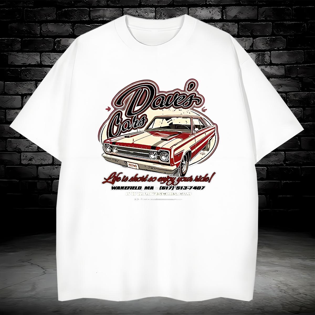 Loose Fit T Shirt For Man 230g Cotton car Casual Plus Size Cartoon Breathable Crew Neck Mens Tshirts Designer Fashion Clothes