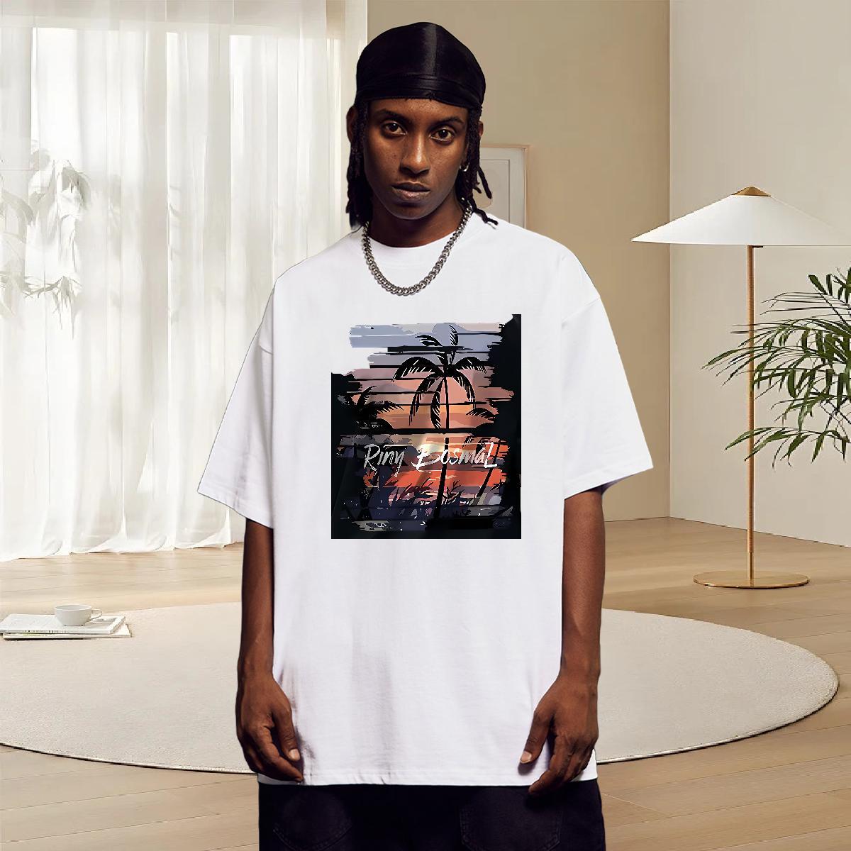 Popular T Shirt For Man 230g 100% Cotton scenery Outdoor Custom Anime O-Neck Short Sleeve Men Tops Tees Customized Clothes