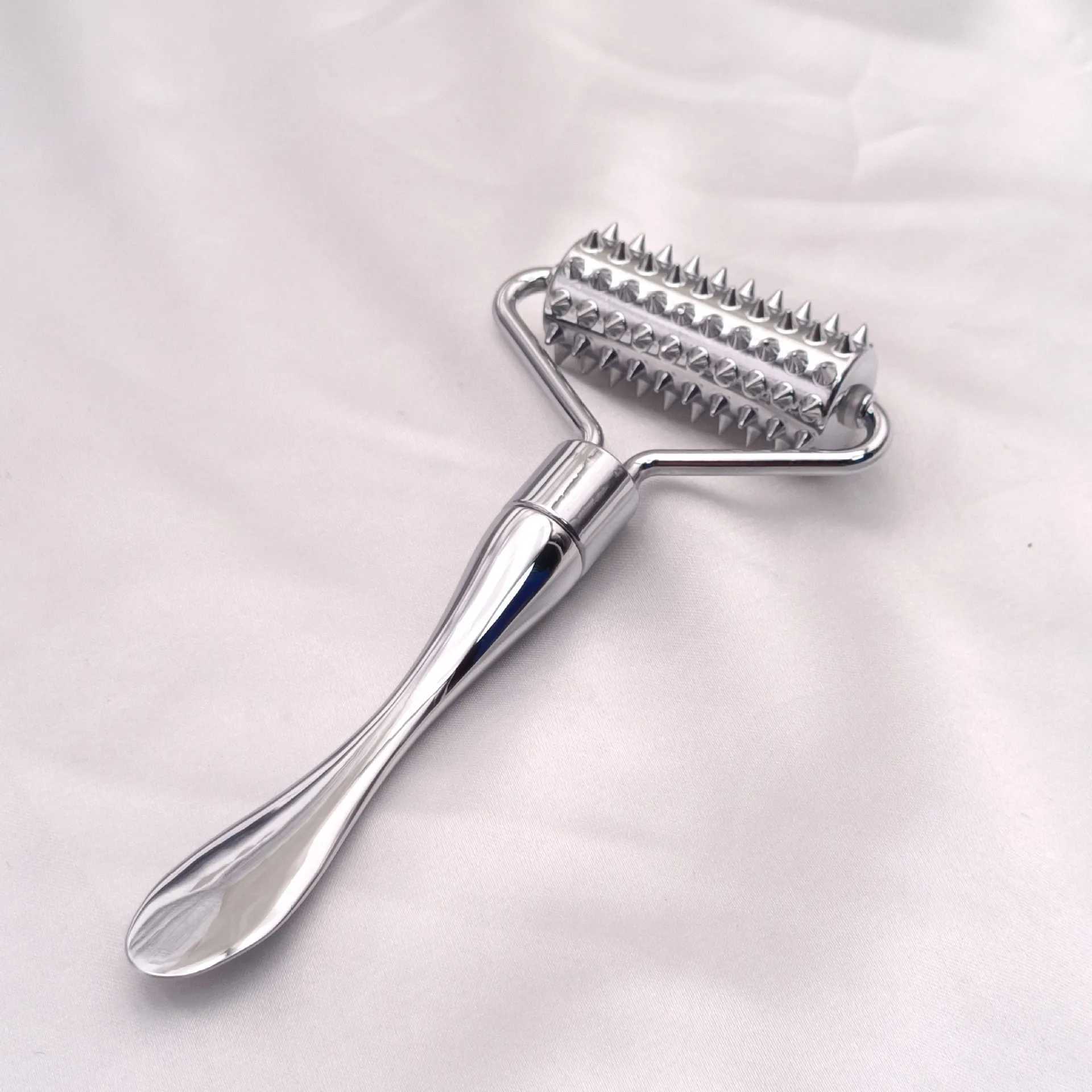 Stainless steel pointed roller spatula massage ball stone face roller massager to improve neck facial beauty skin care tool CL240824