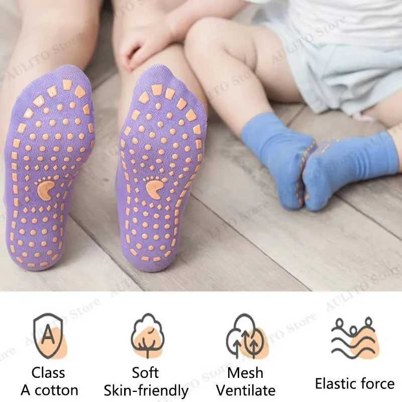 3 Pairs Kids Adults Anti-Slip Floor Socks Parent-Child Trampoline Cotton Breathable Socks Elasticity Sports Outside Children CL240824