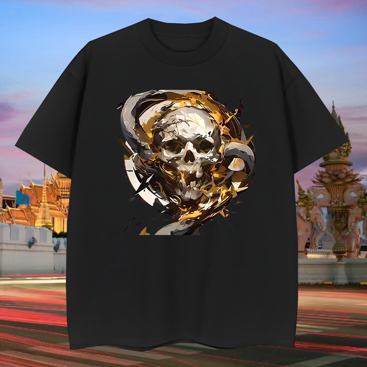 Comfortable T-Shirts for Men 100% Cotton 230g skull Casual Daily Wear Oversized 4XL Round Neck Short Sleeve Men Tees 2024 DIY Tshirts