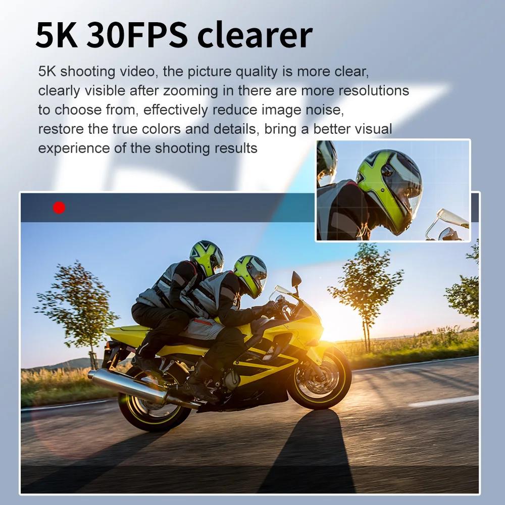 4K 5K Sports Camera 60FPS Anti-shake 30M Waterproof Helmet Video Recording Diving Surfing Camping 1080P Action Cameras with Remote Touch Screen Wi-Fi 