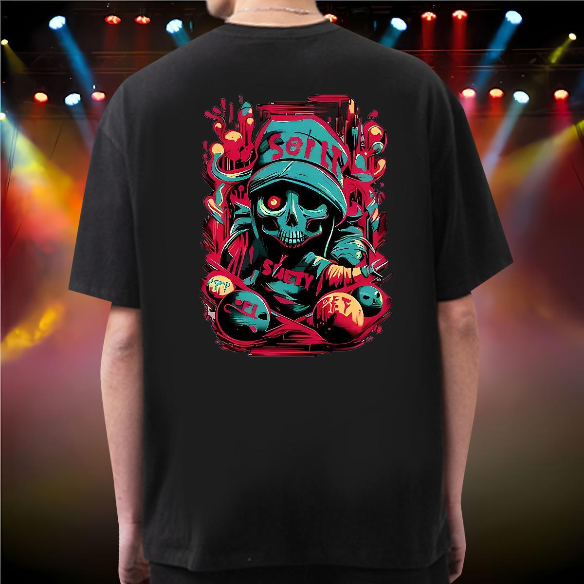 Comfortable T Shirt For Man 230g Pure Cotton skull Sports Casual DIY Printed Breathable Soft Mens Tshirts Classic Tees