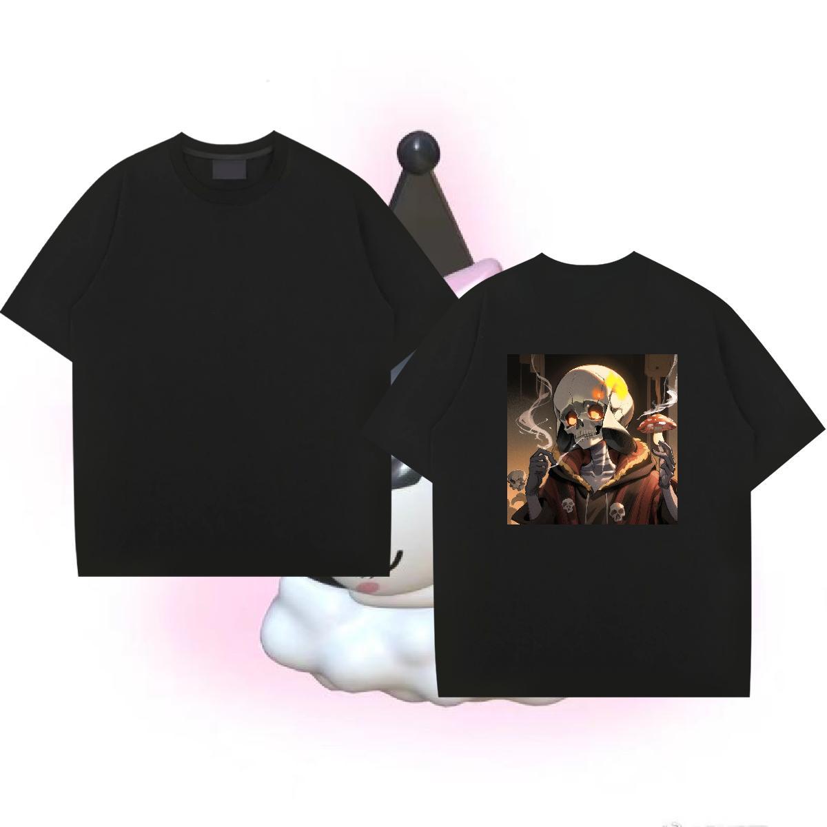High Quality T-Shirts 230g Cotton skull Daily Outfit DIY Printed Breathable Crew Neck Men Tshirts New Designer Clothings