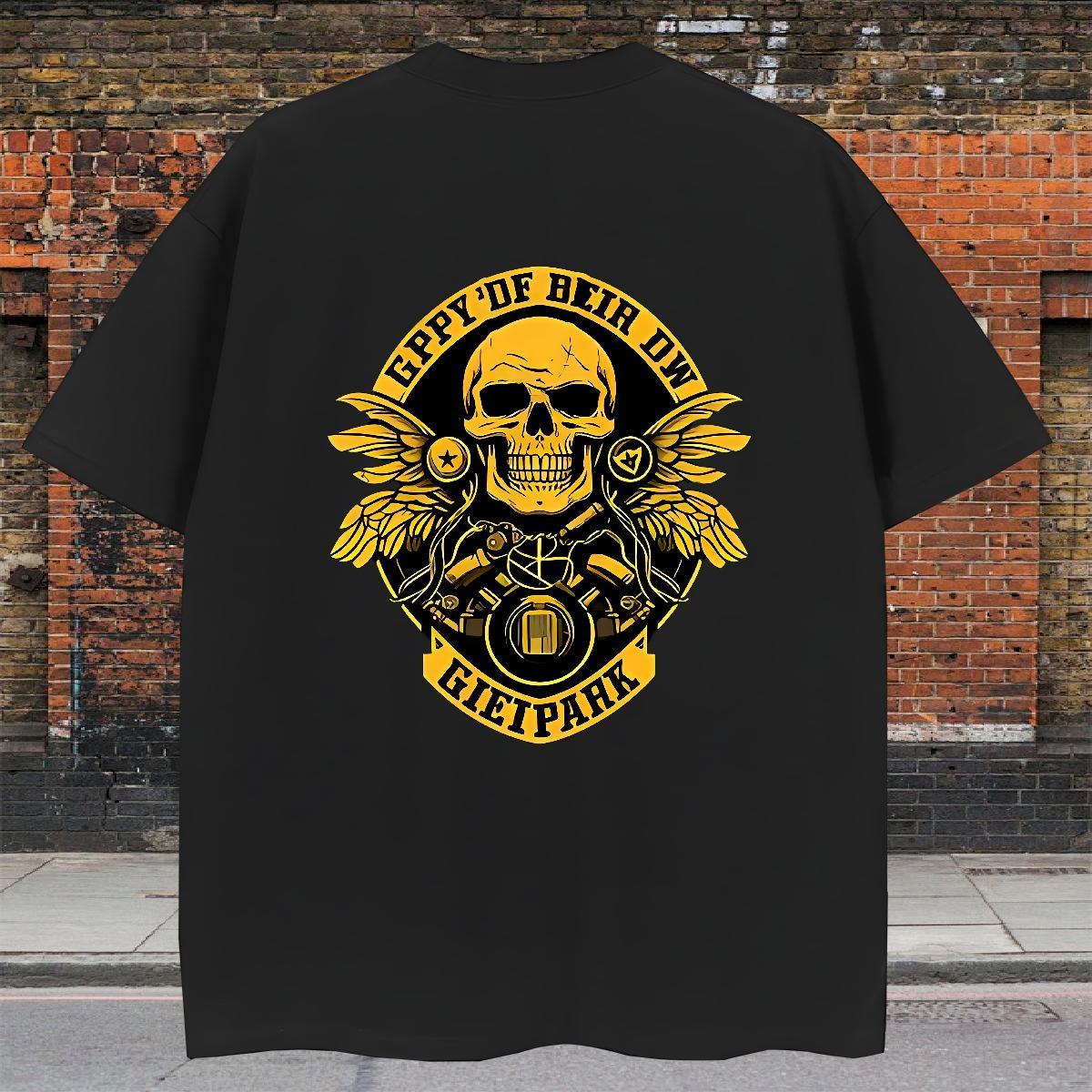 Free Shipping Man T Shirts 230g Cotton skull Hip Hop Plus Size Cartoon Crew Neck Breathable Couples T Shirts Factory Direct Top Tees