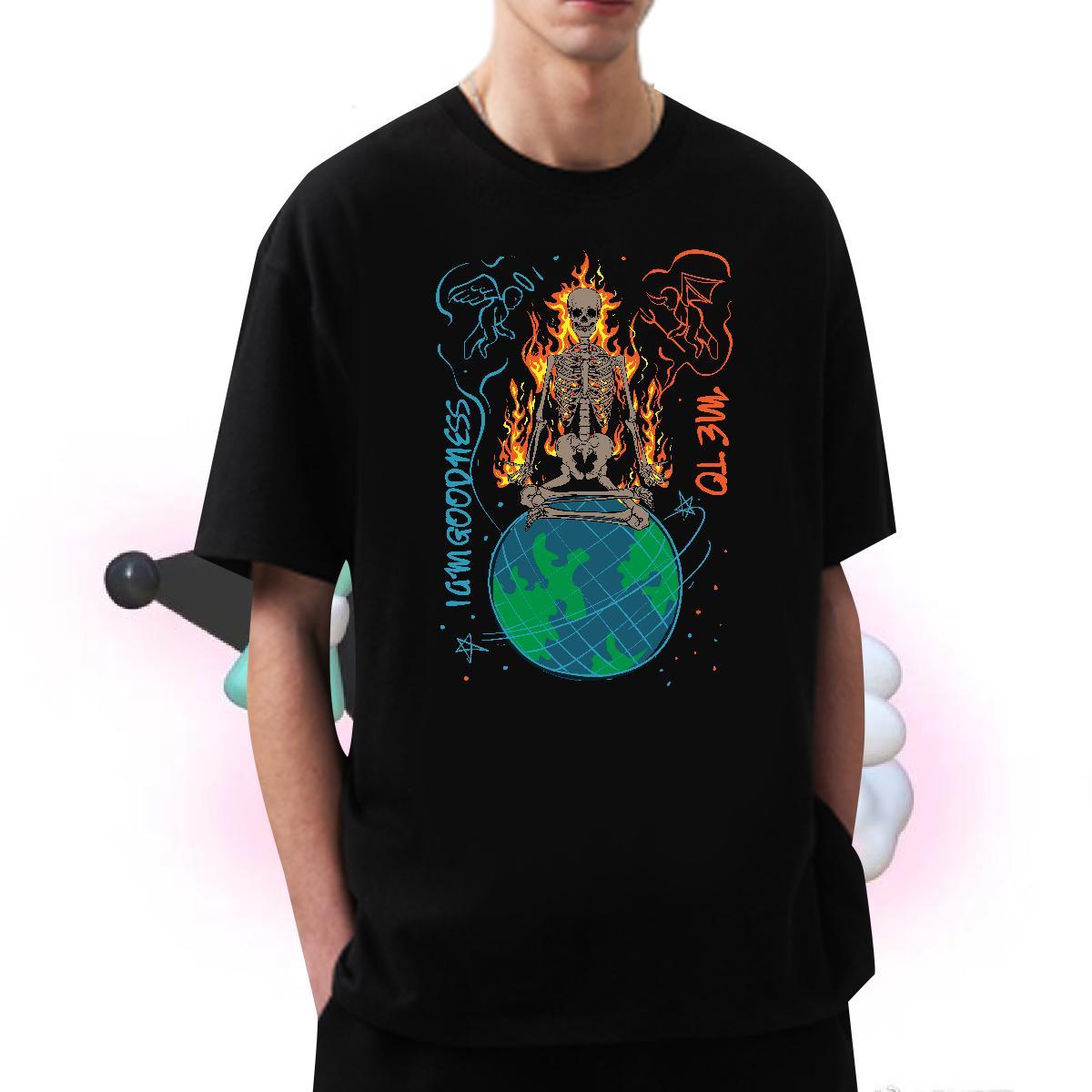 Designer T shirt 230g 100% Cotton skull Daily Outfit DIY Printed Crew Neck Men Clothes T-Shirt 2024 Top Tees