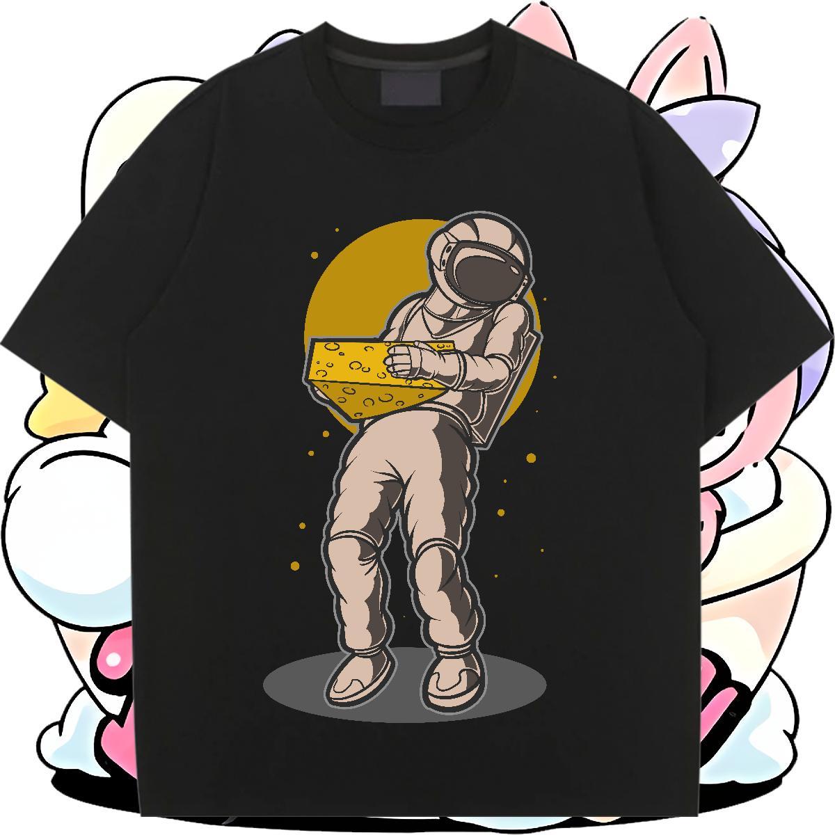 Unisex Woman Tshirt 230g Pure Cotton cosmonaut Casual Womens T Shirts Comfortable Cartoon Printing L-4XL Tees