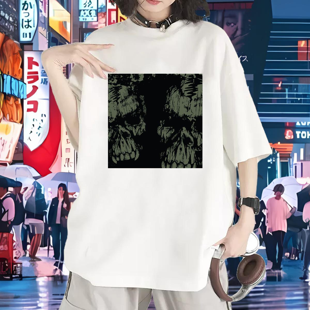 Loose Unisex Tshirts 100% Cotton 230g scary Casual Beach T Shirts Women Crew Neck DIY Logo Tops Tees