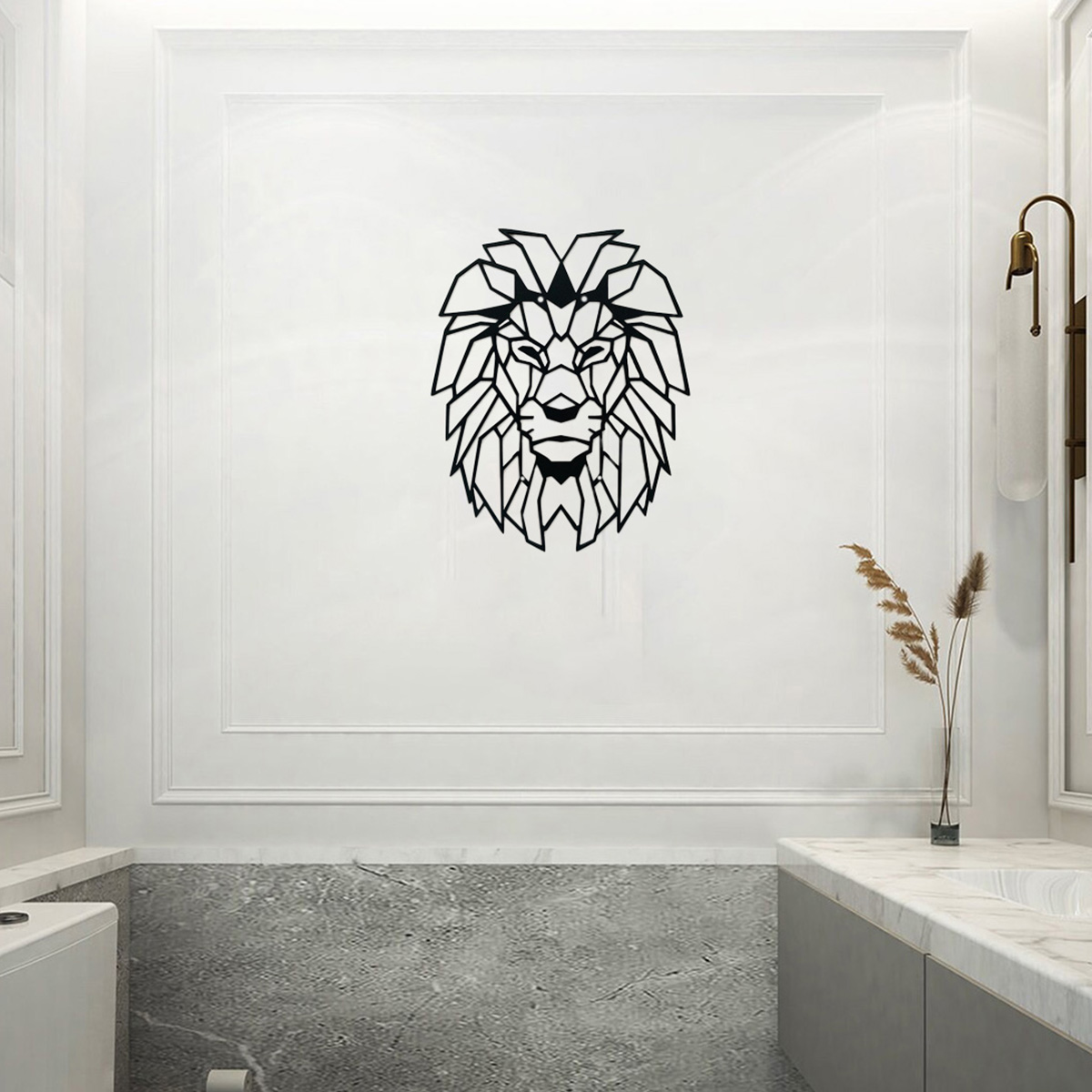 Home Decor Wall Art Modern Wall Sculpture Lion Metal Wall Decor Geometric Lion Head Animal Decoration