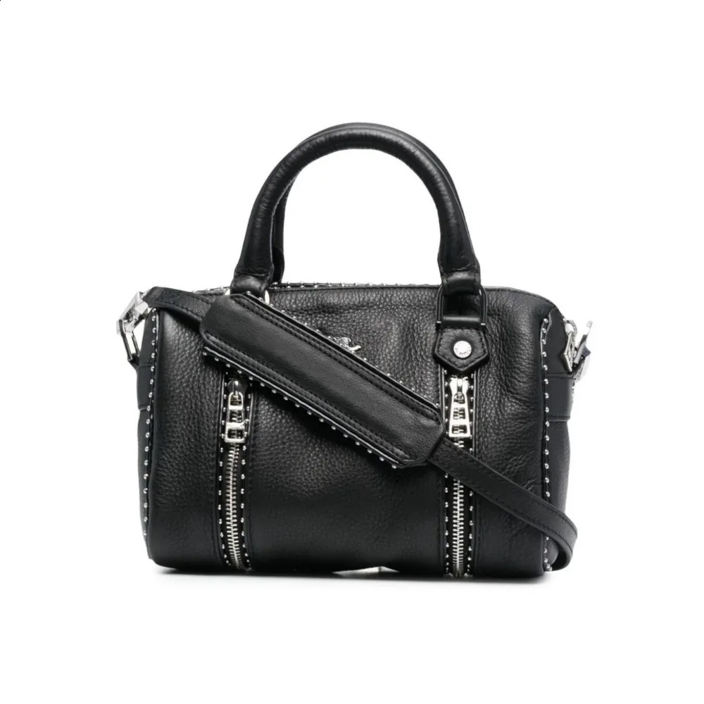 3 Mini handbag womens black calf leather sier rivet y er shoulder high-quality perfect cross body bag 240828 4