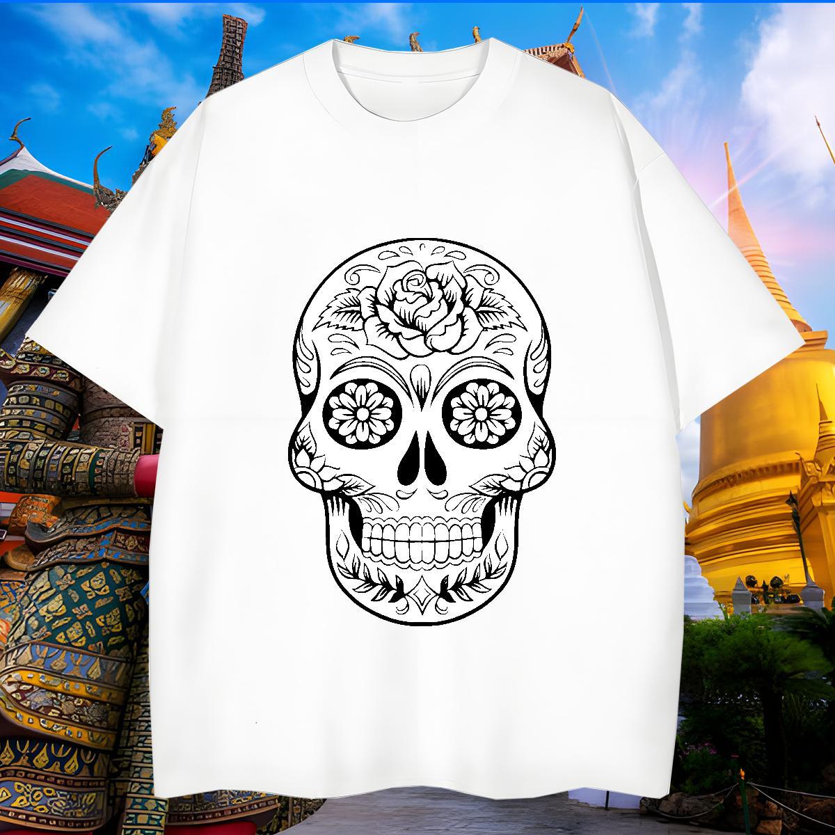Unisex T shirt 100% Cotton 230g skull Hip Hop Custom Print Oversized Breathable Crew Neck Mens Tshirts Designer Clothes