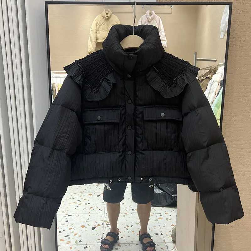 Women's Down Parkas 2023 New Winter Fluffy Oversized Puffer Jacket Women Large Lapel Warm Casual 90% White Duck Down Coat Female Short Parka Y240