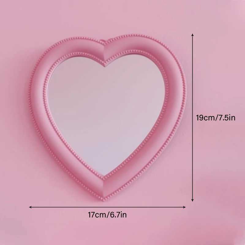 Heart-shaped Cosmetic Mirror New Decorative Mirror Girl Heart Student Dormitory Living Room Decor Makeup Cosmetic Beauty ToolXJ241213