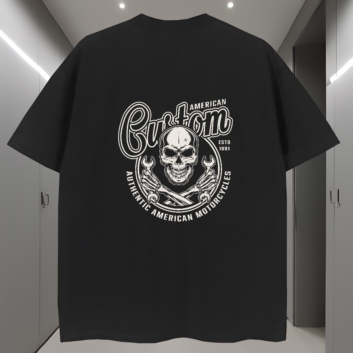 Cool Design T-Shirts for Men 230g Cotton skull Casual Beach Asian Size Short Sleeve Soft Men Clothes T-Shirt Stylist Tees Shirts