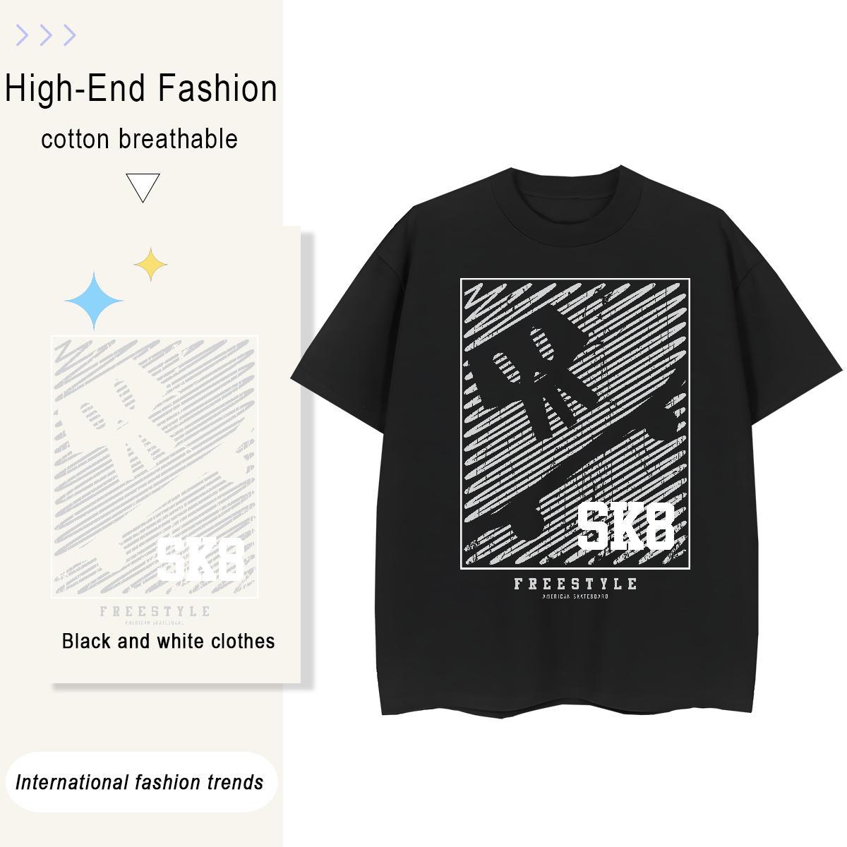 Cool Design T Shirts Men 100% Cotton 230g skull Street Oversized 3XL 4XL Crew Neck Breathable Mens Tshirts Designer Clothings