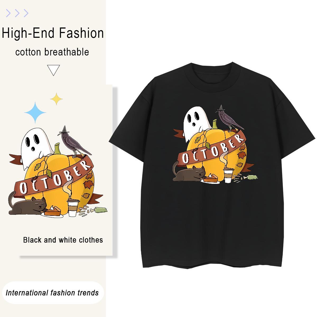 2024 Designer Men Tees pumpkin Home Outdoor 100% Cotton 230g Tops Round Neck Short Sleeve Popular Mens T Shirts Black Oversized