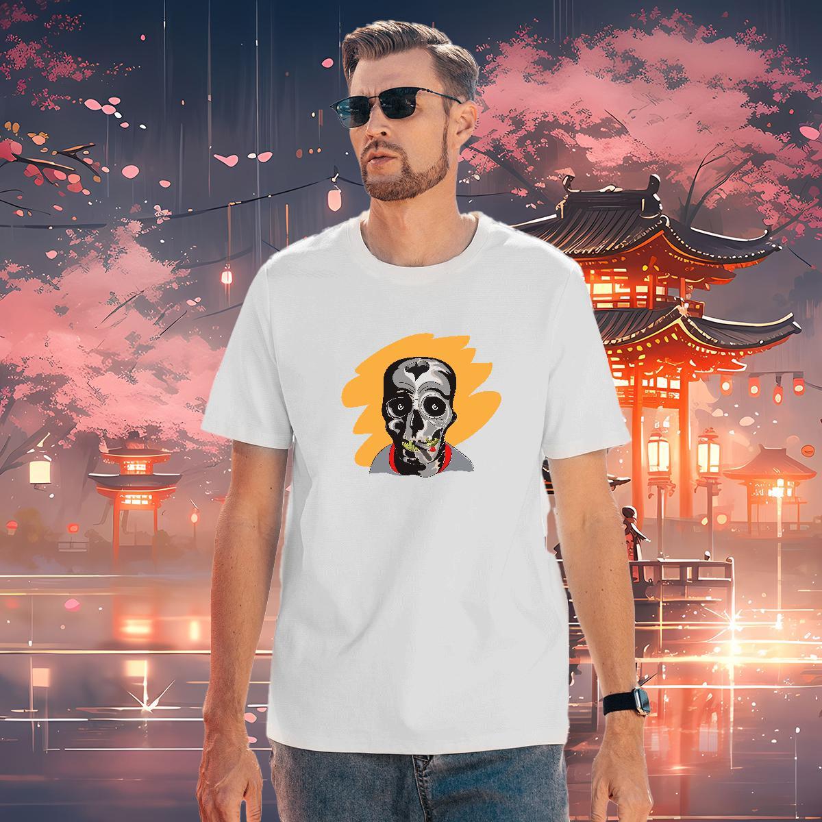 Loose Fit Man T Shirts 230g 100% Cotton skull Sport Black White Breathable Tshirt for Man Woman 2024 DIY Clothings