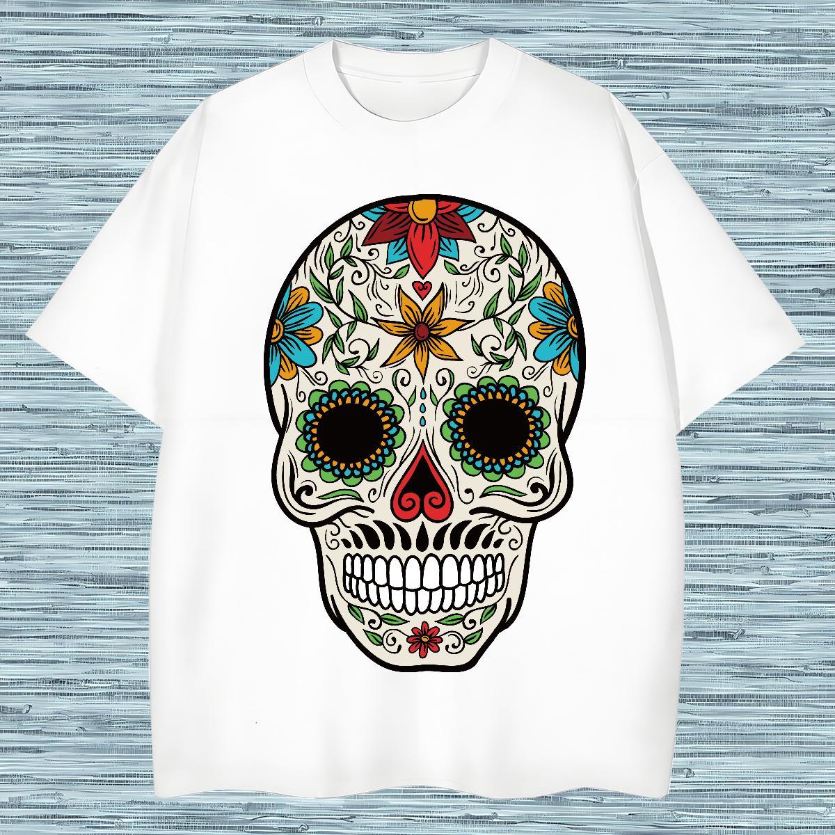 Free Shipping T-Shirts 230g 100% Cotton skull Sports Casual White Plus Size Short Sleeve O-Neck Couples T Shirts Designer Clothings