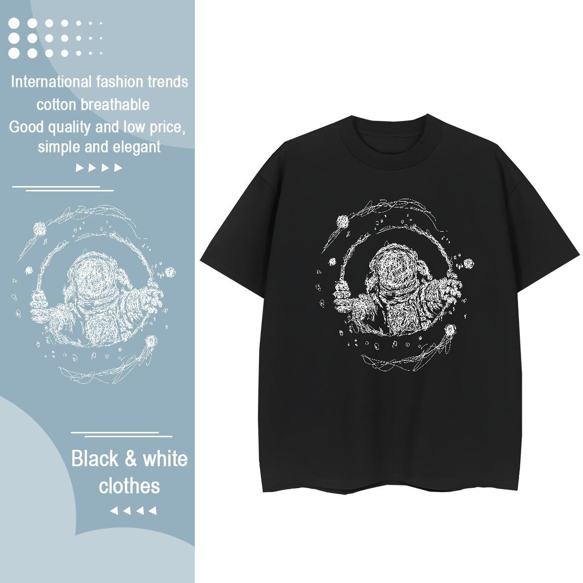 High quality Women Tees 230g Pure Cotton outer space Casual Daily Wear T-Shirts for Women Short Sleeve O-Neck Custom Print Oversized Tops Tees
