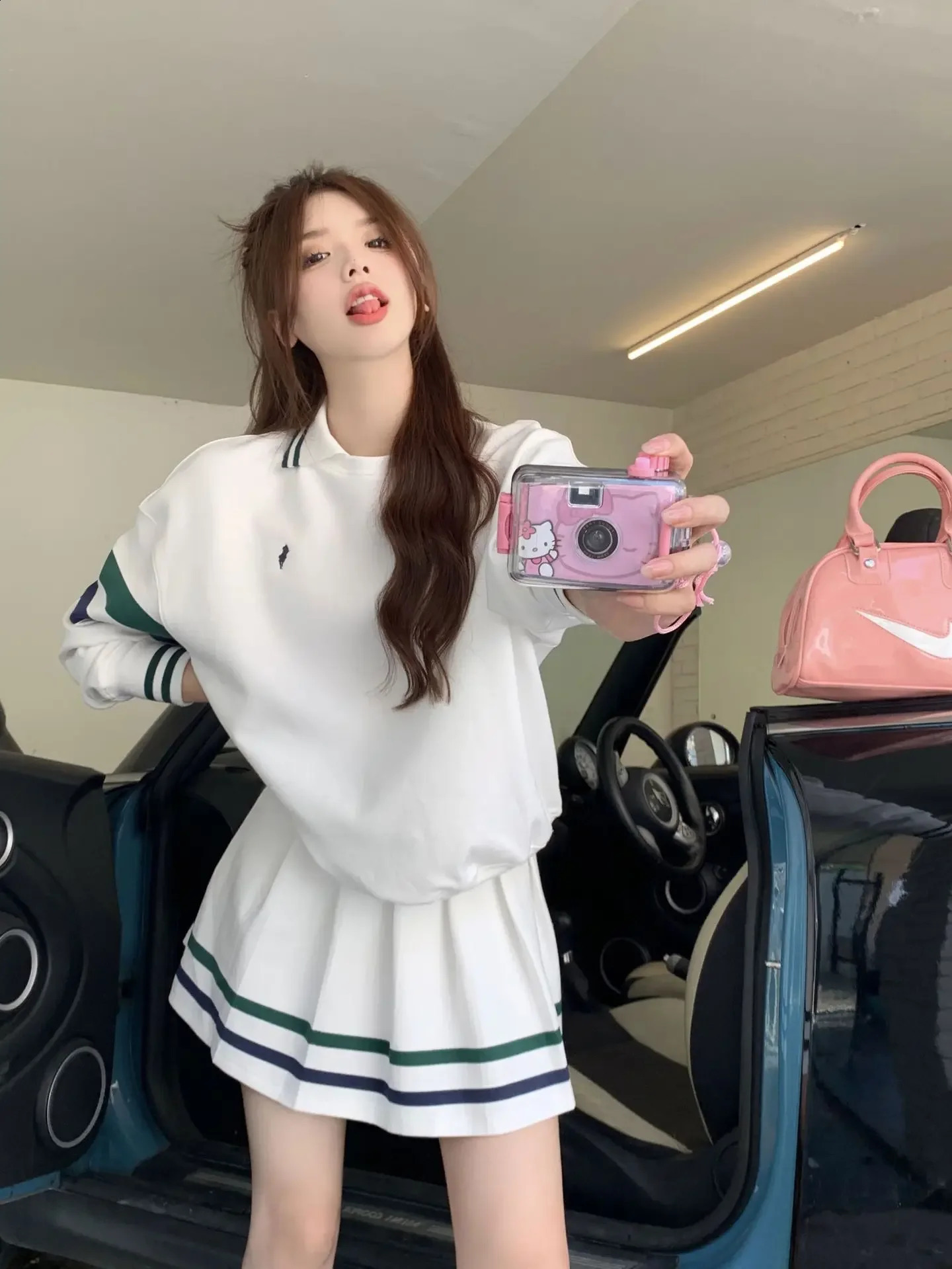 Lady Casual Sport Skirt Badminton Sets Women Sportswear Suit White Sweater and Skirt Two-Piece Tennis Skirt Short Ventilate 240823