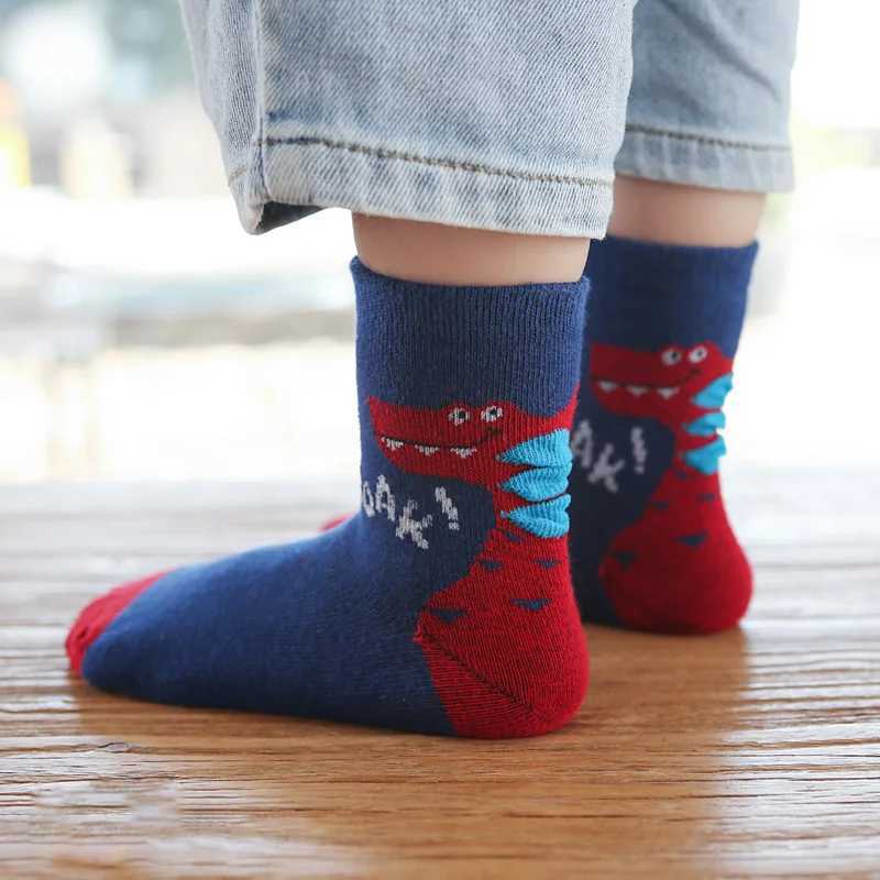 5 Pairs Boys Socks Cute Cartoon Dinosaur Pattern Cotton Comfortable Breathable Kids Socks CL240824