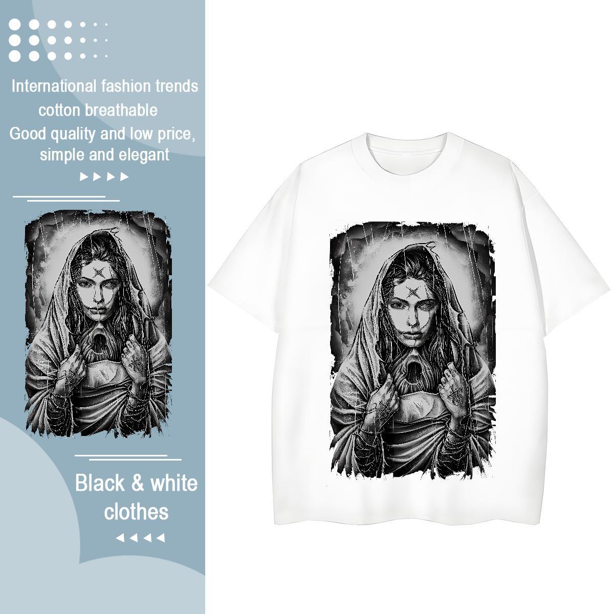 Designer Nice Womens Tshirts 230g Cotton nun Daily Wear T-Shirts Breathable Soft Cartoon Print Tees Shirts