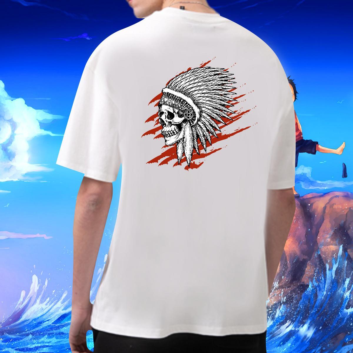 Wholesale T Shirts Men 230g Cotton skull Home Outdoor DIY Printed O Neck Short Sleeves Tshirt for Man Woman New Arrival Tops Shirt