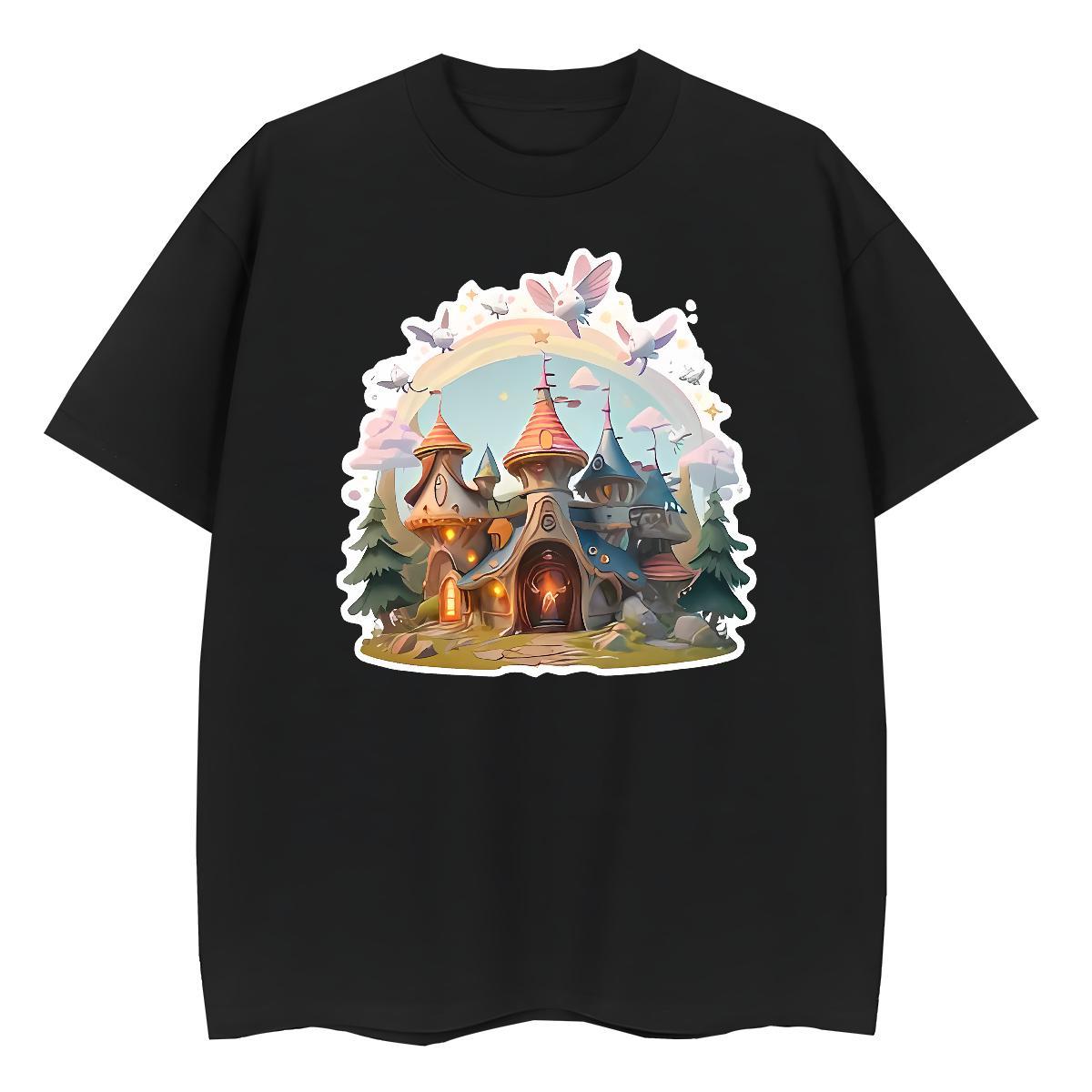 5A Woman Tshirt 230g Pure Cotton castle Hip Hop Street Women T Shirts O Neck Short Sleeves Anime Print Tees