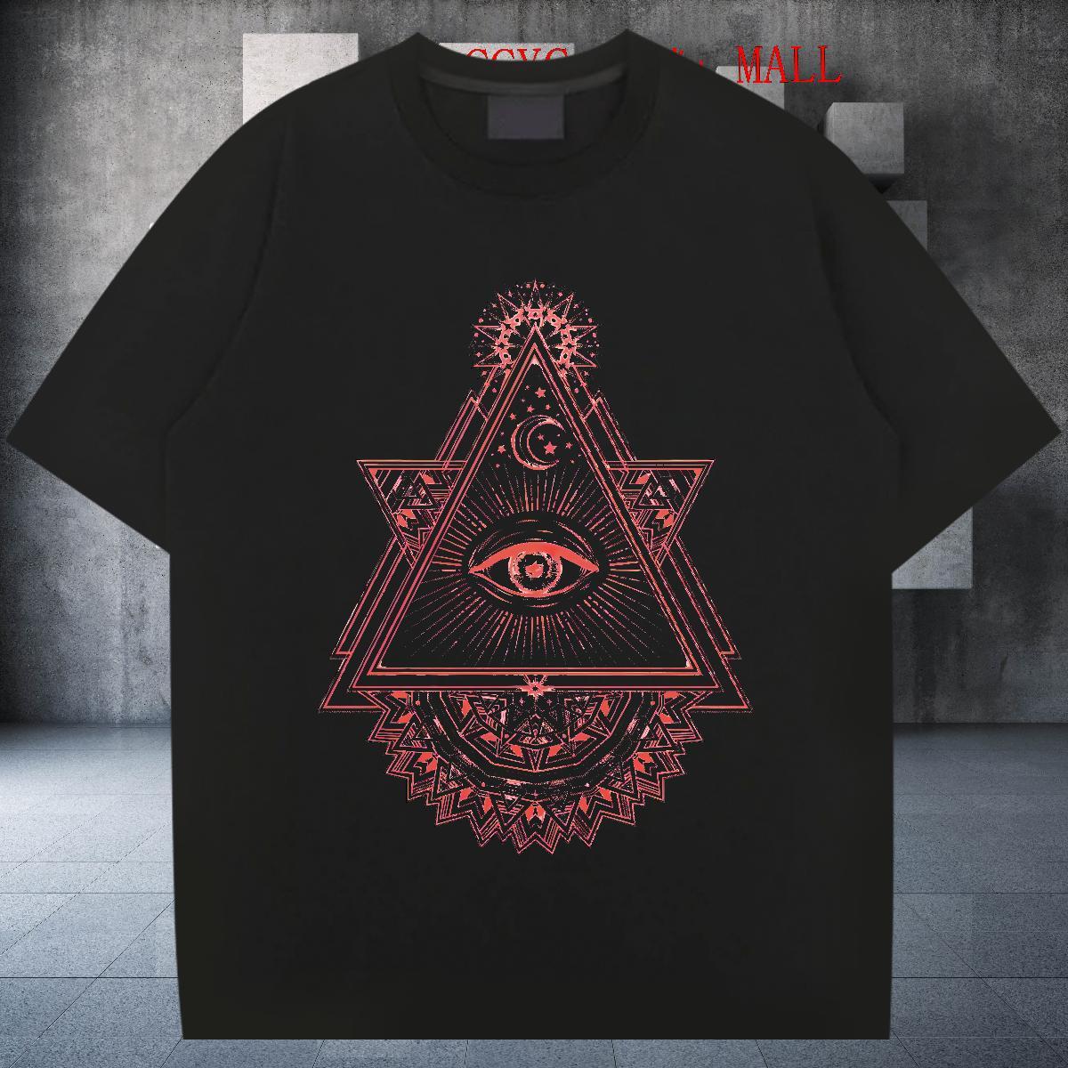 TOP Quality T shirt 230g Cotton eye of the devil Sports Casual Custom Printed Breathable Short Sleeve Men Tees 2024 DIY Tops