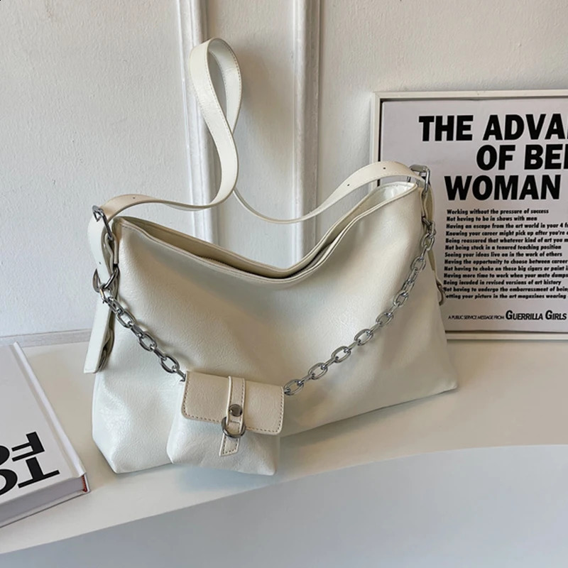 Silver Shoulder Women Bag Handbag PU Lether Top-handle Female Large Capacity Shopping Street Bags Women With Mini Purse 240823