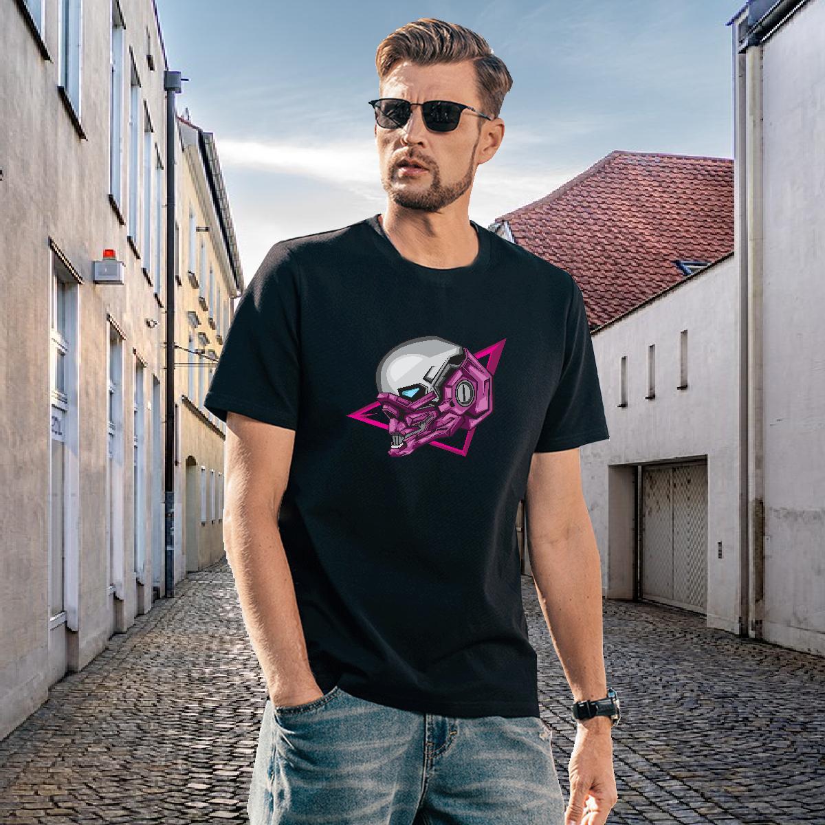 Free Shipping T-Shirts for Men 230g 100% Cotton skull Daily Outfit DIY Breathable Short Sleeve Couples T Shirts New Top Tees