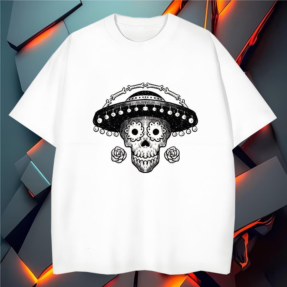Classic Man T Shirts 100% Cotton 230g skull Sports Casual Custom Printing Breathable Tshirts DIY Tees Shirts