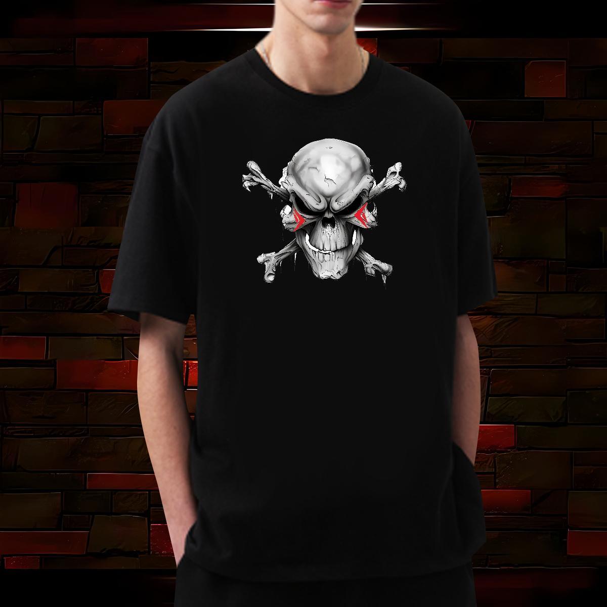 Comfortable T Shirt For Man 230g Cotton skull Anime Printing Street Custom Printed Breathable Soft Men Tshirts Fashion Design Tees Shirts