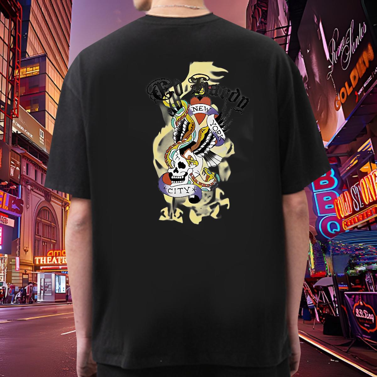 Brand Mens T Shirts 230g Pure Cotton skull Sports Casual Oversized 3XL 4XL O-Neck Short Sleeve Men Tees New Polos
