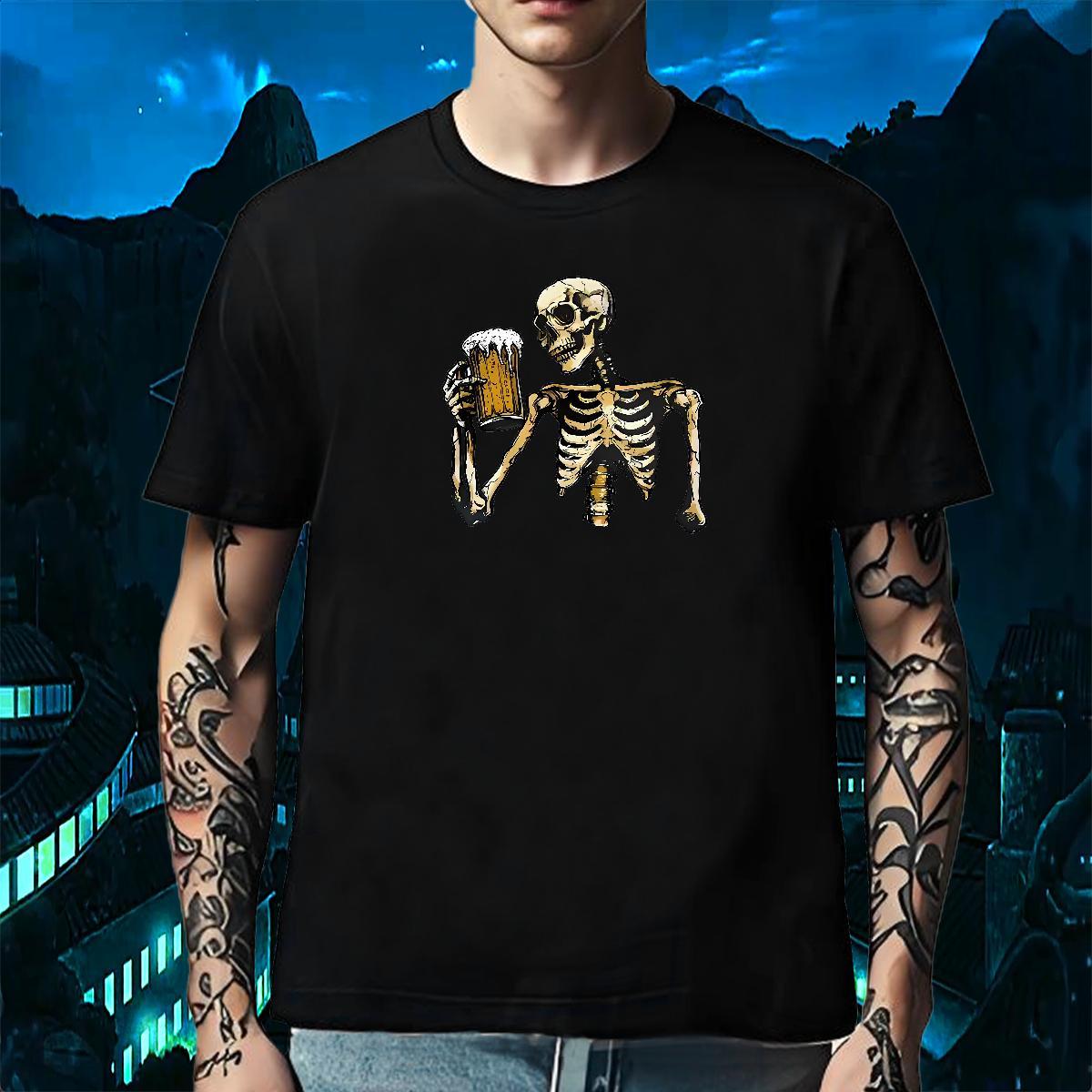 Loose Fit T-Shirts for Men 230g 100% Cotton skull Casual DIY Anime Pure Cotton Tshirt for Man Woman Free Shipping Clothes