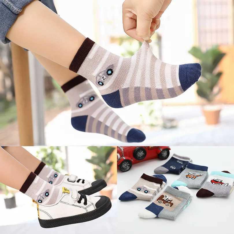 2024 New Spring Summer Children Socks Mesh breathable Car Style Cotton Boys Socks 3 -15 Year Kids Socks 5 Pairs/Lot CL240824