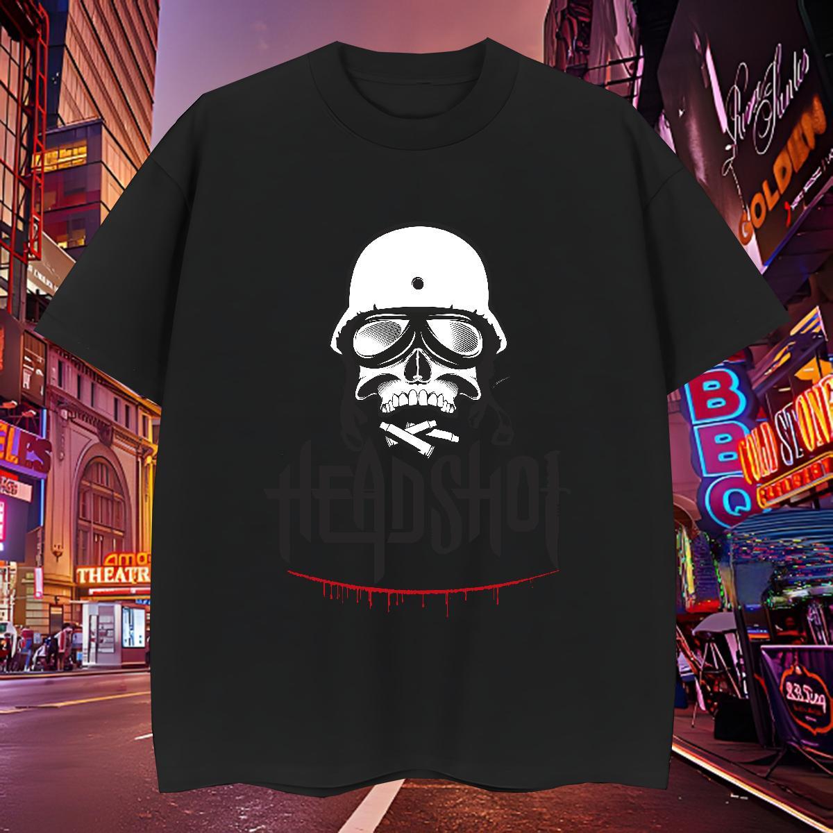Loose Fit Mens T Shirts 230g Pure Cotton skull Casual Plus Size Custom Crew Neck Tshirts Brand Tops Shirt
