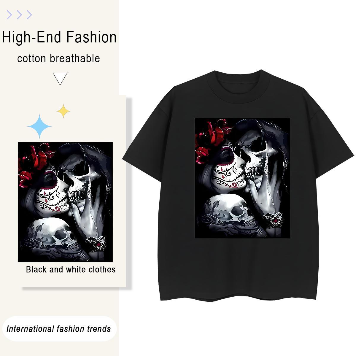 Brand T Shirts Men 230g Pure Cotton demon Hip Hop Graphic Breathable Men Tshirts Fashion Design Wear