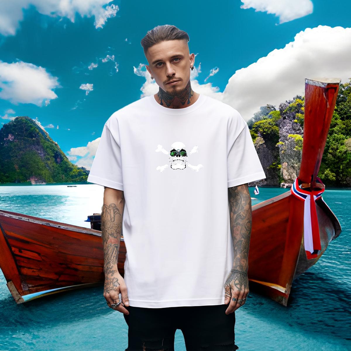 Designer T shirt 230g 100% Cotton skull Casual Beach Custom Big Size Breathable Couples T Shirts Factory Direct Polos