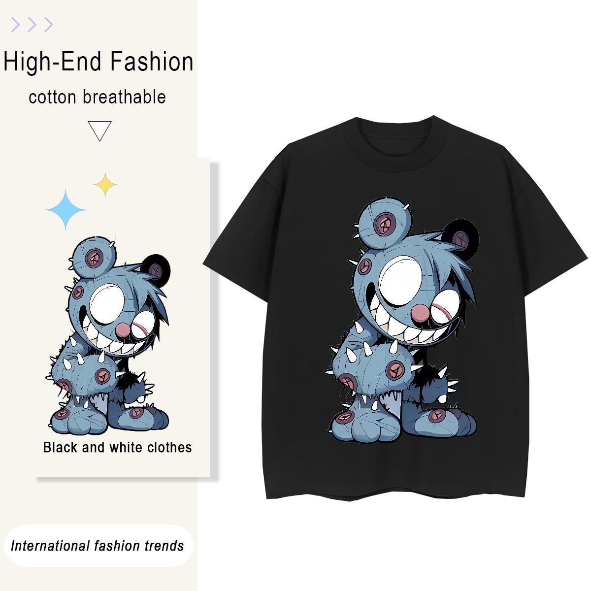 Fashion Men Tshirts bear Sports Casual 230g 100% Cotton Tops Tees Breathable Crew Neck TOP Quality T shirt DIY Printed